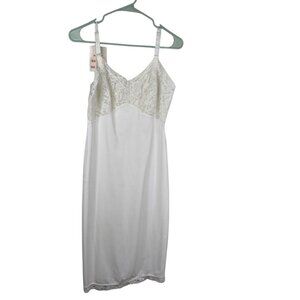 Vintage Fit Rite Lingerie Slip Dress Shadow Panel Babydoll Coquette White 34 NWT
